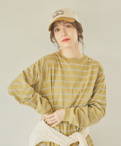 studio CLIP（スタディオクリップ）の「《days》マルチボーダーロングスリーブプルオーバー（Tシャツ/カットソー・レディース・ブラウン/オフホワイト/ベージュ/ネイビー・FREE）」の3枚目の写真