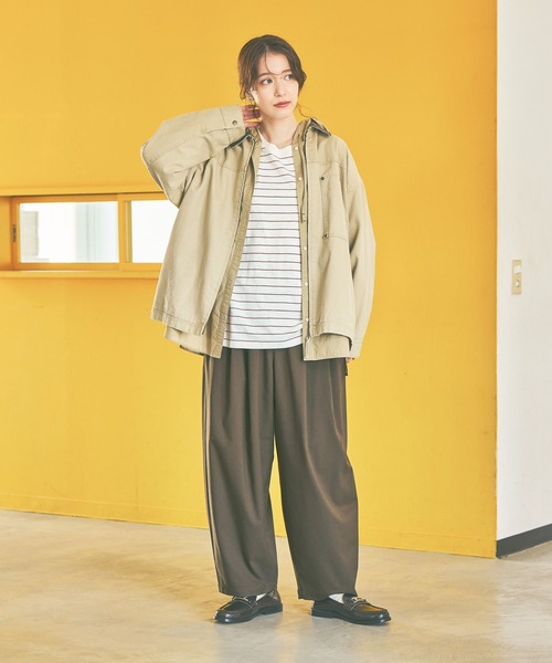 studio CLIP（スタディオクリップ）の「《days》マルチボーダーロングスリーブプルオーバー（Tシャツ/カットソー・レディース・ブラウン/オフホワイト/ベージュ/ネイビー・FREE）」の12枚目の写真