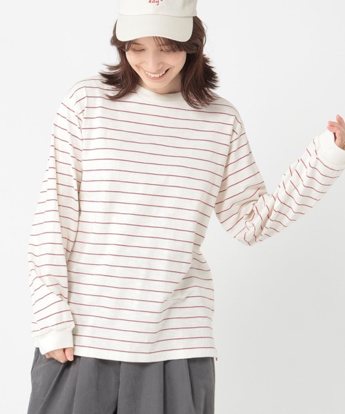 studio CLIP（スタディオクリップ）の「《days》マルチボーダーロングスリーブプルオーバー（Tシャツ/カットソー・レディース・ブラウン/オフホワイト/ベージュ/ネイビー・FREE）」の14枚目の写真