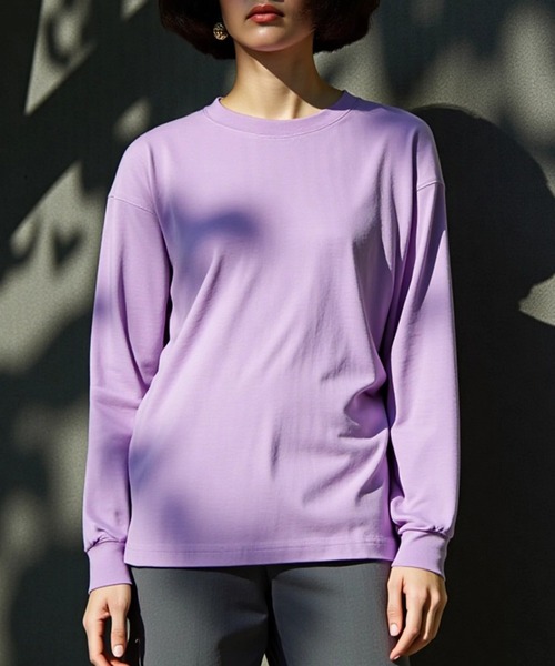 TRUSS(トラス)の「【TRUSS】オーガニックコットンロングスリーブTシャツ ロンT OGL-914(Tシャツ/カットソー・レディース・ライトパープル/スミクロ/ネイビー/ホワイト/グレイッシュブルー/ナチュラル/ブラック/スモークピンク/グレイッシュベージュ/ミント・S/M/L/XL)」の9枚目の写真