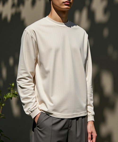 TRUSS(トラス)の「【TRUSS】オーガニックコットンロングスリーブTシャツ ロンT OGL-914(Tシャツ/カットソー・レディース・ライトパープル/スミクロ/ネイビー/ホワイト/グレイッシュブルー/ナチュラル/ブラック/スモークピンク/グレイッシュベージュ/ミント・S/M/L/XL)」の5枚目の写真