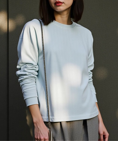 TRUSS(トラス)の「【TRUSS】オーガニックコットンロングスリーブTシャツ ロンT OGL-914(Tシャツ/カットソー・レディース・ライトパープル/スミクロ/ネイビー/ホワイト/グレイッシュブルー/ナチュラル/ブラック/スモークピンク/グレイッシュベージュ/ミント・S/M/L/XL)」の6枚目の写真