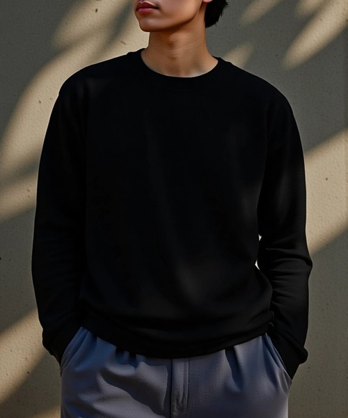 TRUSS(トラス)の「【TRUSS】オーガニックコットンロングスリーブTシャツ ロンT OGL-914(Tシャツ/カットソー・レディース・ライトパープル/スミクロ/ネイビー/ホワイト/グレイッシュブルー/ナチュラル/ブラック/スモークピンク/グレイッシュベージュ/ミント・S/M/L/XL)」の2枚目の写真