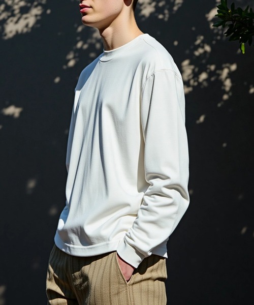 TRUSS(トラス)の「【TRUSS】オーガニックコットンロングスリーブTシャツ ロンT OGL-914(Tシャツ/カットソー・レディース・ライトパープル/スミクロ/ネイビー/ホワイト/グレイッシュブルー/ナチュラル/ブラック/スモークピンク/グレイッシュベージュ/ミント・S/M/L/XL)」の14枚目の写真