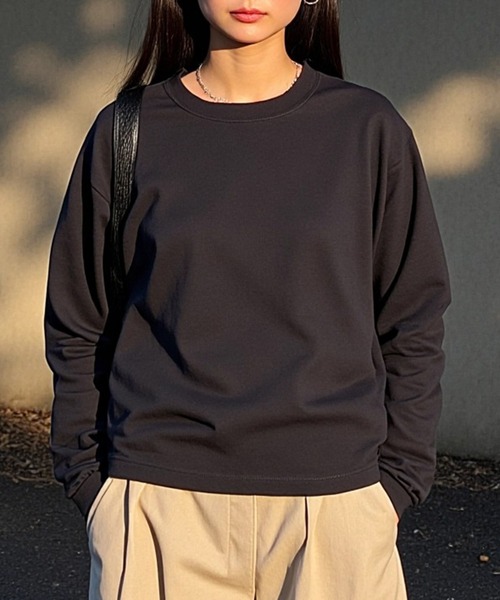 TRUSS(トラス)の「【TRUSS】オーガニックコットンロングスリーブTシャツ ロンT OGL-914(Tシャツ/カットソー・レディース・ライトパープル/スミクロ/ネイビー/ホワイト/グレイッシュブルー/ナチュラル/ブラック/スモークピンク/グレイッシュベージュ/ミント・S/M/L/XL)」の21枚目の写真