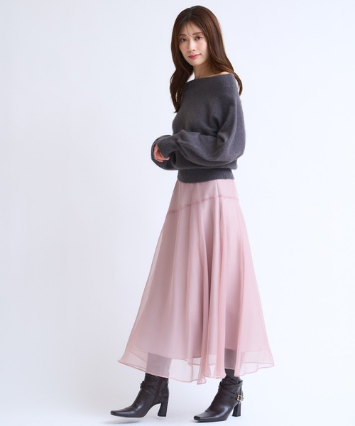 NOELA(ノエラ)の「シアー切り替えフレアスカート(スカート・レディース・ピンク/モカ/チャコールグレー・S/M)」の17枚目の写真