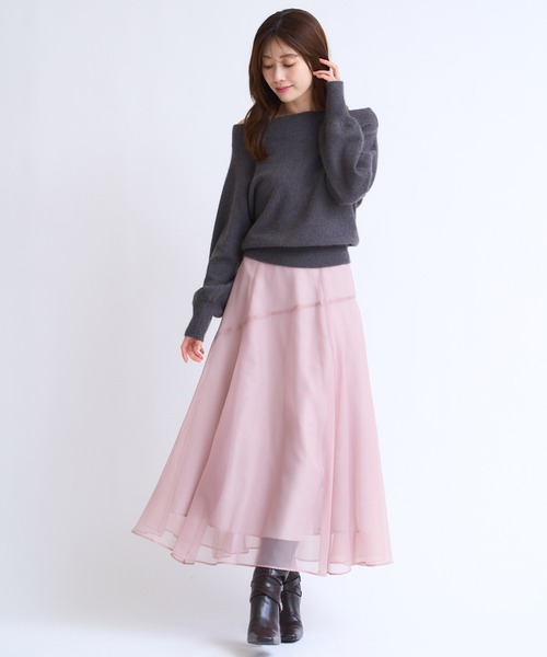 NOELA(ノエラ)の「シアー切り替えフレアスカート(スカート・レディース・ピンク/モカ/チャコールグレー・S/M)」の16枚目の写真