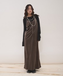 MUHET（ミュエータ）の「velour henry neck camisole dress / ベロアヘンリーネックキャミワンピース（ワンピース）」