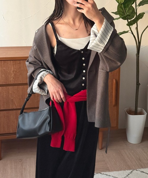 MUHET（ミュエータ）の「velour henry neck camisole dress / ベロアヘンリーネックキャミワンピース（ワンピース・レディース・ブラウン/ブラック/ネイビー・SMALL/MEDIUM）」の5枚目の写真