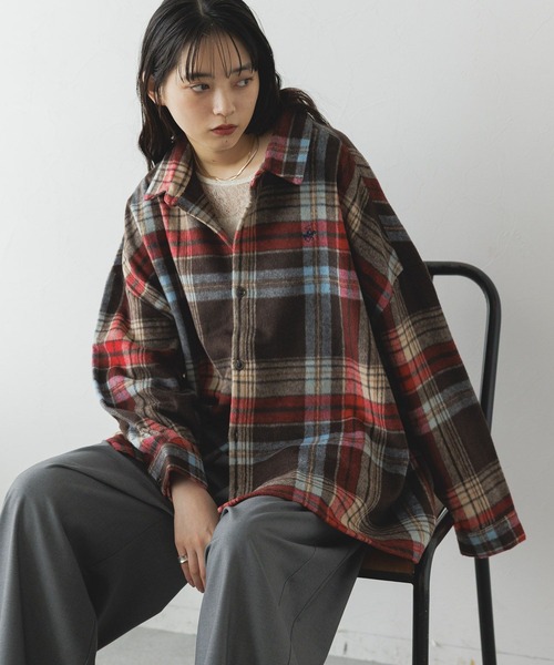 BEVERLY HILLS POLO CLUBシャギーチェックシャツ　レッド BEVERLY HILLS POLO CLUB ブラウス シャツ 「BEVERLY