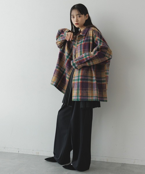 BEVERLY HILLS POLO CLUB（ビバリーヒルズポロクラブ）の「BEVERLY HILLS POLO CLUB/BIGシャギーチェックシャツ（シャツ/ブラウス・レディース・パープル系/グレー系/レッド系/ブラウン系・FREE）」の20枚目の写真