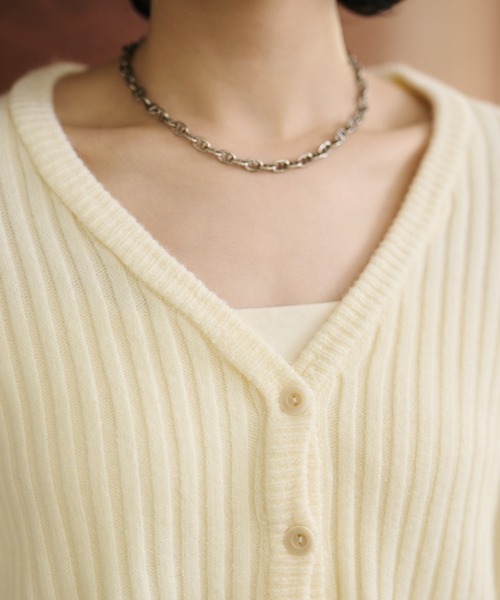 LAULEN(ローレン)の「back tag lib knit cardigan /バックタグリブニットカーディガン(カーディガン/ボレロ・レディース・グリーン/アイボリー/グレー・FREE)」の14枚目の写真