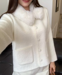 ふわふわファーカラーボアジャケット