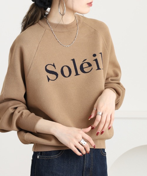 セール】Soleil ロゴジャガード スウェットライク ニットプルオーバー