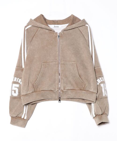 .KOM(ドットコム)の「A'GEM/9 × .kom 『.KOM/ドットケーオーエム』 Washed Side Line Zip-Up Sweat Hoodie/ウォッシュ加工 サイドライン ジップアップスウェットパーカー(パーカー・レディース・ブラック/グレー/ベージュ・FREE)」の22枚目の写真