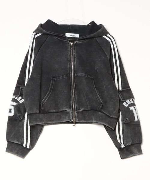 .KOM(ドットコム)の「A'GEM/9 × .kom 『.KOM/ドットケーオーエム』 Washed Side Line Zip-Up Sweat Hoodie/ウォッシュ加工 サイドライン ジップアップスウェットパーカー(パーカー・レディース・ブラック/グレー/ベージュ・FREE)」の21枚目の写真