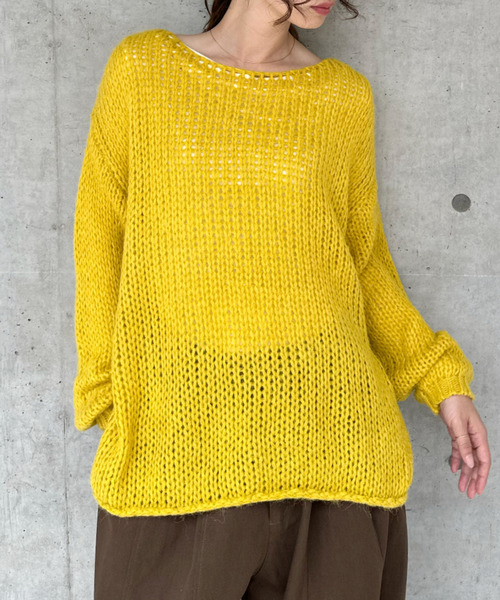 Good Riddance(グッドリダンス)の「【Good Riddance】ロールヘム ざっくり編み ルーズ ニット(ニット/セーター・レディース・イエロー/アイボリー/ブルー・FREE)」の7枚目の写真