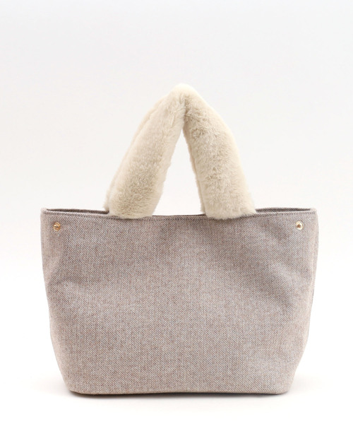 COOCO(クーコ)の「SMILEY パール刺繍xエコファーハンドルトートバッグ(トートバッグ・レディース・グレー/ピンク/グリーン/ベージュ・FREE)」の21枚目の写真