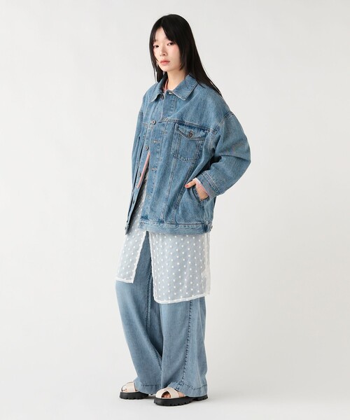 BEAMS HEART(ビームスハート)の「オーバー デニム ジャケット(デニムジャケット・レディース・ブラック/ブルー・FREE)」の4枚目の写真