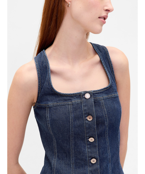 GAP（ギャップ）の「デニム シーム フロントボタン ミニワンピース（ワンピース・レディース・インディゴブルー・XS/S/M/L/XXS）」の7枚目の写真