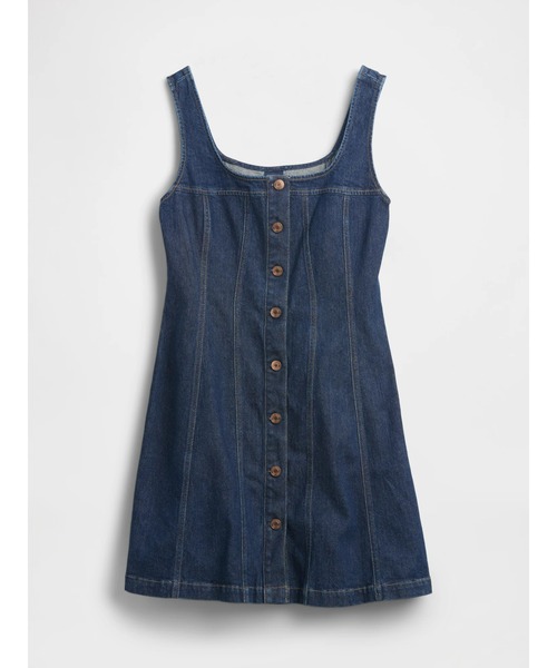 GAP（ギャップ）の「デニム シーム フロントボタン ミニワンピース（ワンピース・レディース・インディゴブルー・XS/S/M/L/XXS）」の2枚目の写真