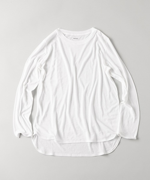kuros'（クロス）の「【kuros’オリジナル】コットン シアーリラックス ロングスリーブTシャツ（Tシャツ/カットソー・レディース・ホワイト/ブラック・X-SMALL/SMALL/MEDIUM）」の16枚目の写真
