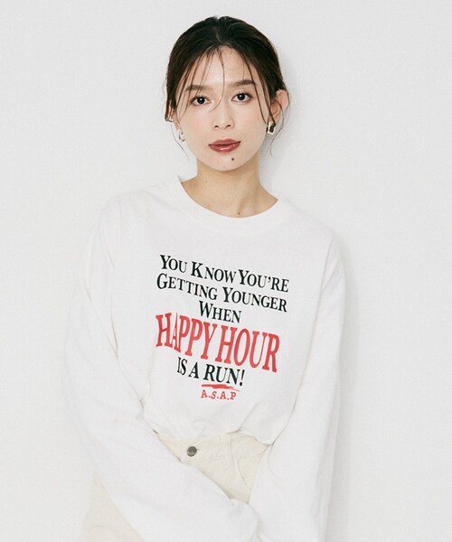 UNTITLED(アンタイトル)の「【PARROTT CANVAS】ハッピーアワーL/Sティーシャツ(Tシャツ/カットソー・レディース・ホワイト・02)」の3枚目の写真