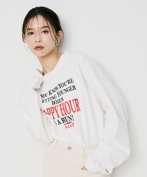 UNTITLED(アンタイトル)の「【PARROTT CANVAS】ハッピーアワーL/Sティーシャツ(Tシャツ/カットソー・レディース・ホワイト・02)」の4枚目の写真