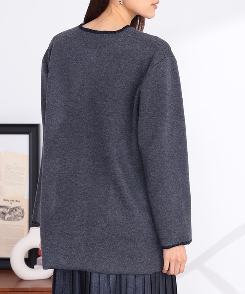 GALLORIA(ギャローリア)の「ラメ配色ニットコート(カーディガン/ボレロ・レディース・ネイビー/チャコールグレー・L/LL/S/M)」の9枚目の写真