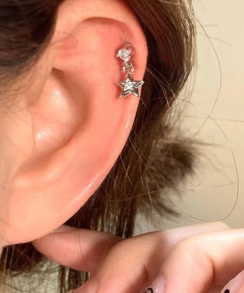 446651】スターラインストーンピアス片耳用(RZ)（ピアス（片耳用