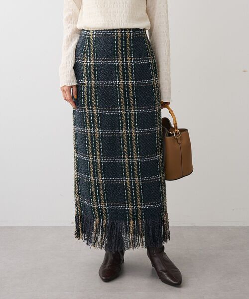 Sugar spoon（シュガースプーン）の「・SUGAR SPOON チェックフリンジスカート（スカート・レディース・ネイビー/ブラック/ボルドー・FREE）」の4枚目の写真