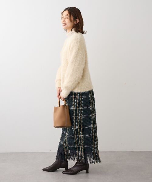 Sugar spoon（シュガースプーン）の「・SUGAR SPOON チェックフリンジスカート（スカート・レディース・ネイビー/ブラック/ボルドー・FREE）」の6枚目の写真