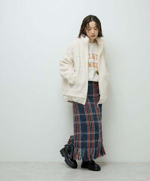 Sugar spoon（シュガースプーン）の「・SUGAR SPOON チェックフリンジスカート（スカート・レディース・ネイビー/ブラック/ボルドー・FREE）」の13枚目の写真