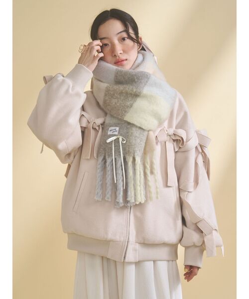 merry jenny（メリージェニー）の「fluffy ribbonチェックマフラー（マフラー・レディース・ピンク/アイボリー・FREE）」の18枚目の写真