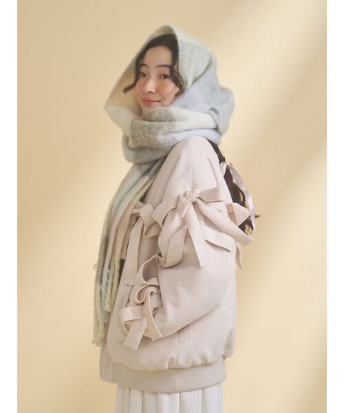 merry jenny（メリージェニー）の「fluffy ribbonチェックマフラー（マフラー・レディース・ピンク/アイボリー・FREE）」の20枚目の写真