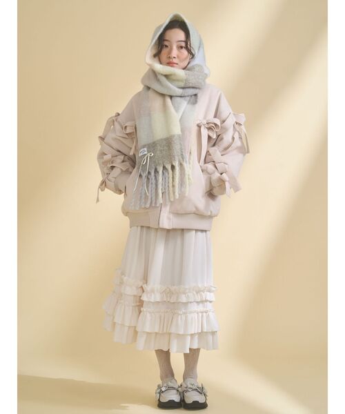 セール】fluffy ribbonチェックマフラー（マフラー）｜merry jenny