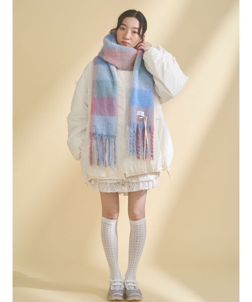 fluffy ribbonチェックマフラー（マフラー）｜merry jenny（メリー