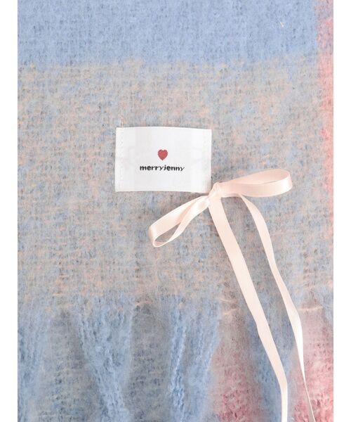 merry jenny（メリージェニー）の「fluffy ribbonチェックマフラー（マフラー・レディース・ピンク/アイボリー・FREE）」の3枚目の写真