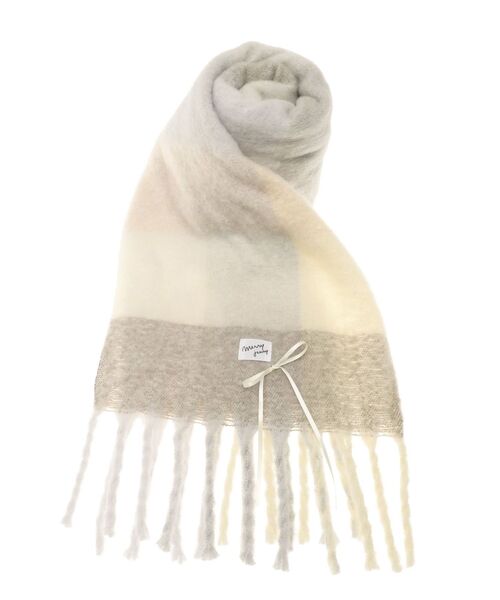 merry jenny(メリージェニー)の「fluffy ribbonチェックマフラー(マフラー・レディース・ピンク/アイボリー・FREE)」の6枚目の写真