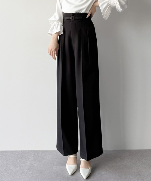 mipiarl(ミピアール)の「ハイウエストタックスラックス(スラックス・レディース・チャコール/アイボリー/ブラック・LARGE/MEDIUM/SMALL)」の3枚目の写真