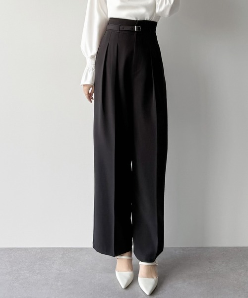 mipiarl(ミピアール)の「ハイウエストタックスラックス(スラックス・レディース・チャコール/アイボリー/ブラック・LARGE/MEDIUM/SMALL)」の7枚目の写真