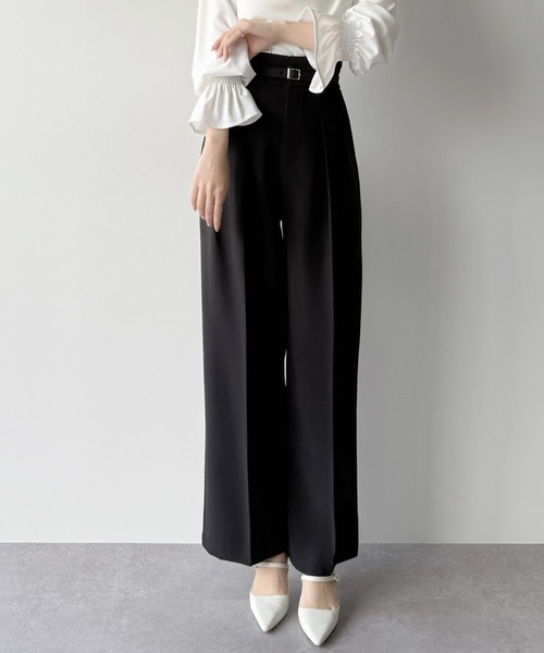 mipiarl(ミピアール)の「ハイウエストタックスラックス(スラックス・レディース・チャコール/アイボリー/ブラック・LARGE/MEDIUM/SMALL)」の8枚目の写真