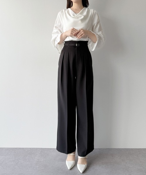 mipiarl(ミピアール)の「ハイウエストタックスラックス(スラックス・レディース・チャコール/アイボリー/ブラック・LARGE/MEDIUM/SMALL)」の9枚目の写真