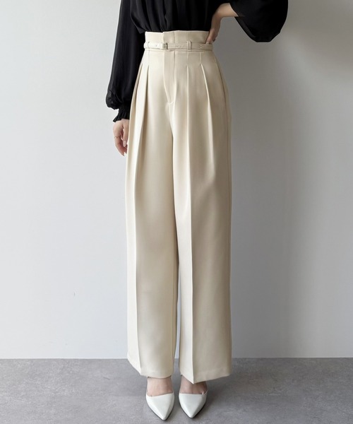 mipiarl(ミピアール)の「ハイウエストタックスラックス(スラックス・レディース・チャコール/アイボリー/ブラック・LARGE/MEDIUM/SMALL)」の10枚目の写真