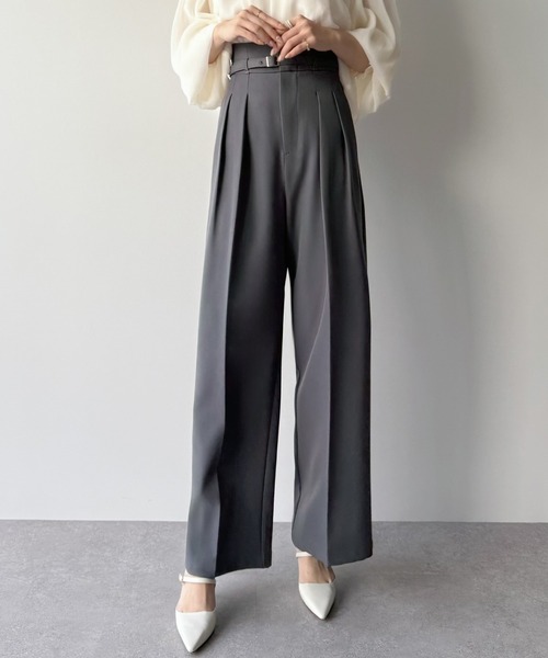 mipiarl(ミピアール)の「ハイウエストタックスラックス(スラックス・レディース・チャコール/アイボリー/ブラック・LARGE/MEDIUM/SMALL)」の6枚目の写真