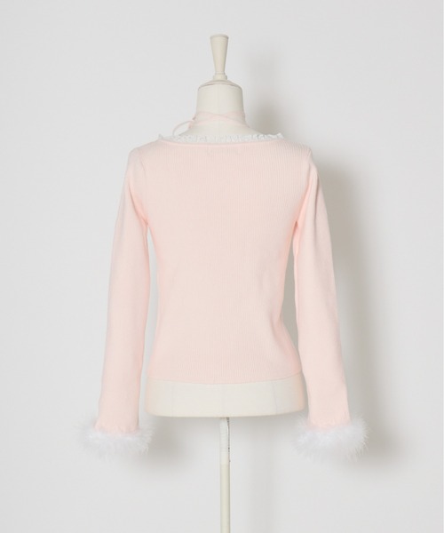 mellfy memory(メルフィーメモリー)の「Ribbon Pompom Choker Angel knit(ニット/セーター・レディース・ピンク/ホワイト・FREE)」の5枚目の写真