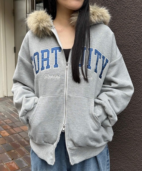 セール】【裏起毛】WZIPファーフーディ【2WAY】（パーカー）｜repipi