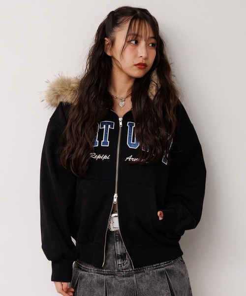 セール】【裏起毛】WZIPファーフーディ【2WAY】（パーカー）｜repipi