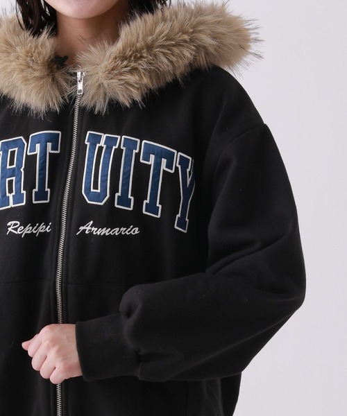 セール】【裏起毛】WZIPファーフーディ【2WAY】（パーカー）｜repipi