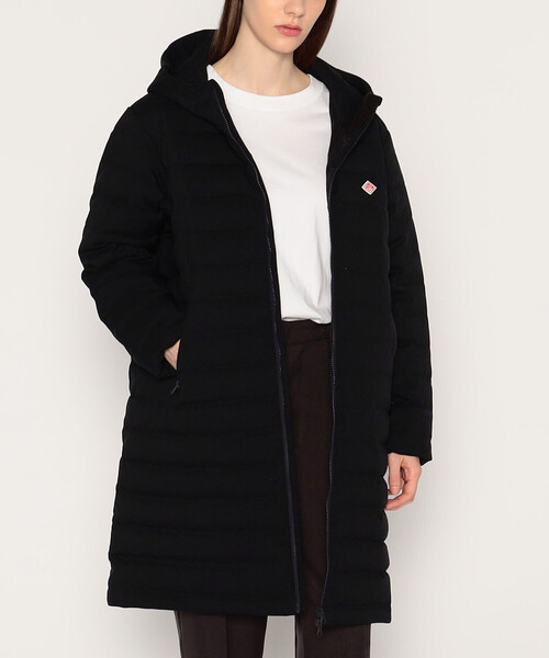 WOMEN'S WOOL LIKE POLYESTER MIDDLE DOWN HOODED COAT（ダウン